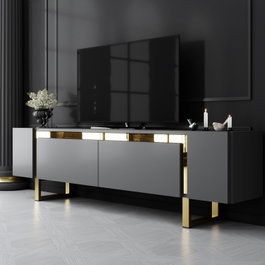 Hanah Home Yildiz Mueble para TV Antracita y Oro